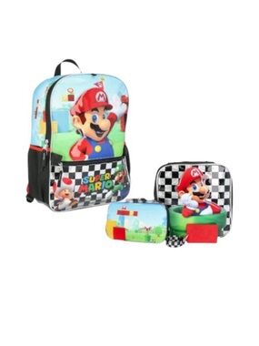 Nintendo Super Mario Backpack, Lunch Bag, Gadget Bag and Lanyard With Rubber I.D
